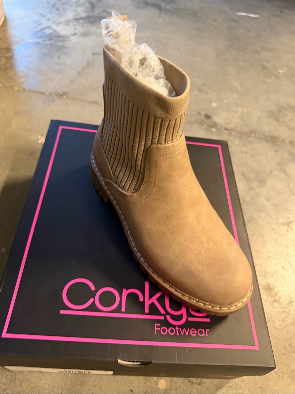 Corkys Tan Ribbed Chelsea Ankle Boot - Picture 2 of 2